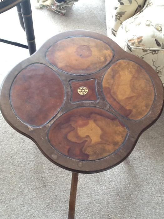 small occasional table with walnut inlays