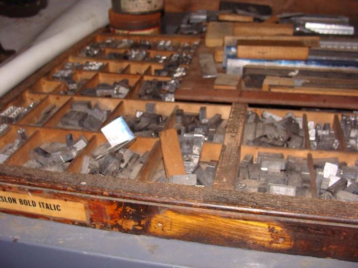 "dies" for the antique printing press