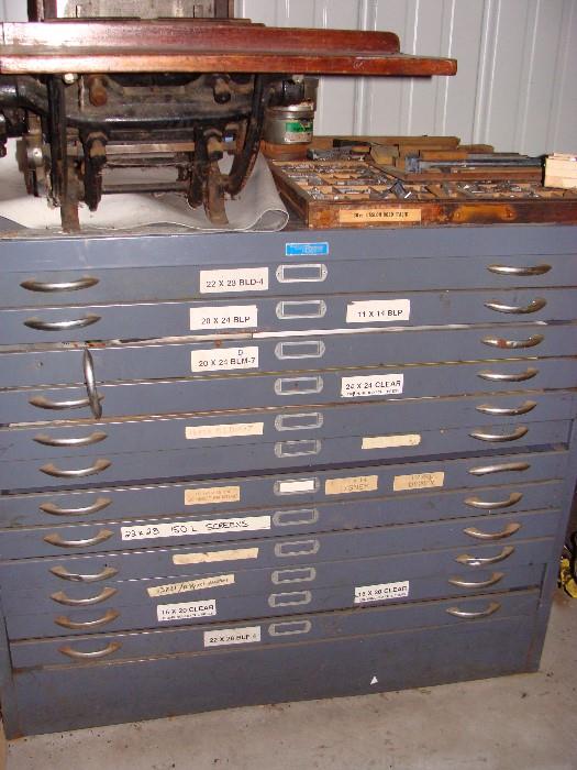 Drafting metal filing cabinet