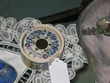 COASTER AND CONTAINER, FROM ENGLAND WITH INSET QUEEN VICTORIA COINS, PICCADILY CIRCUS