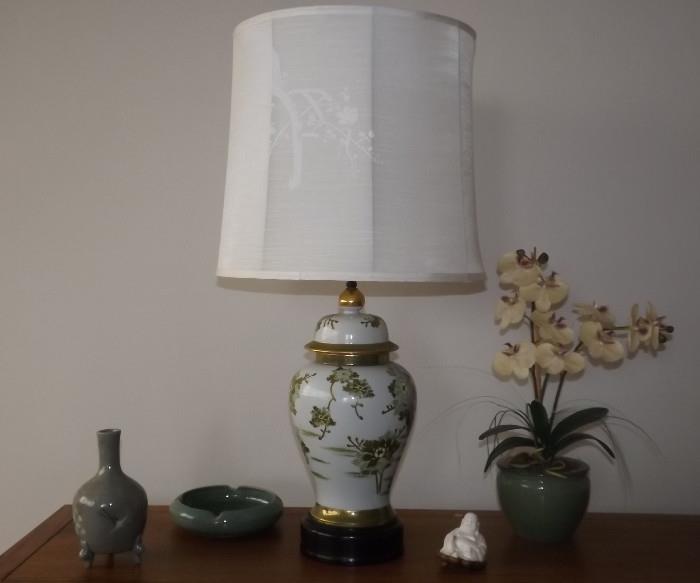 Assorted Home Decor including Ginger Jar Lamp