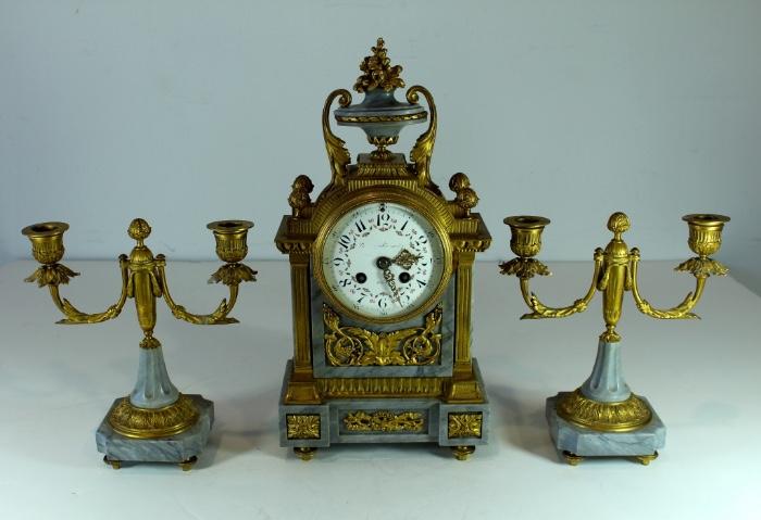 French Mantle Clock set by E. Godeau