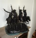 COMING THROUGH THE RYE -                                             AFTER FREDERIC REMINGTON                                 FINE BRONZE CASTING                                          CIRCA 1970'S      HEIGHT:  28 INCHES      WEIGHT:  300 LBS.