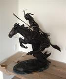 THE CHEYENNE - AFTER FREDERIC REMINGTON    FINE BRONZE CASTING      CIRCA 1980'S             HEIGHT:  30 INCHES     WEIGHT:  90 LBS