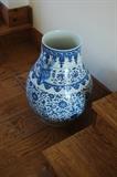 BLUE & WHITE CHINESE VASE WITH DEER HEADS