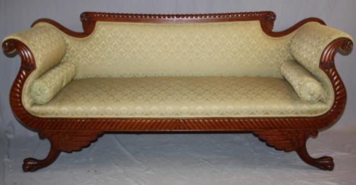 Empire sofa in carved mahogany