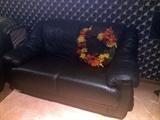 black leather loveseat