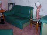 green leather sectional