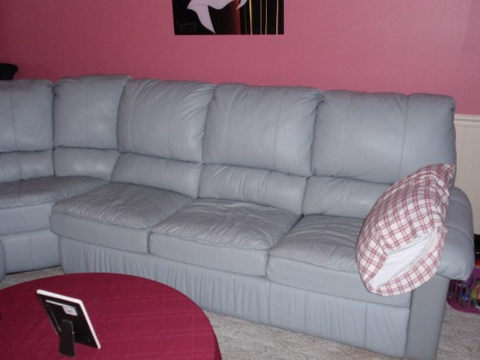 Grey leather sectional
