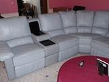 Grey leather sectional