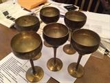 Set of 6 Solid Brass Chalices