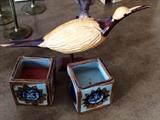 Candle Holders, Wood Bird