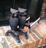 ANTIQUE OWL ANDIRONS