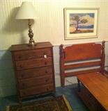 SINGLE MAPLE BED, SMALL CHEST, COFFEE TABLE