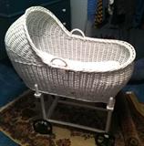 ANTIQUE WICKER BABY/DOLL BASSINET 1930’S