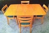 HEYWOOD WAKEFIELD DINING TABLE WISHBONE LEGS W/ 2 LEAVES
HEYWOOD WAKEFIELD X BACK CHAIRS - 2 ARM CHAIRS, 2 SIDE CHAIRS