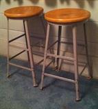 PAIR OF INDUSTRIAL STOOLS