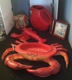 FIESTA RED DISC PITCHER, LOBSTERS