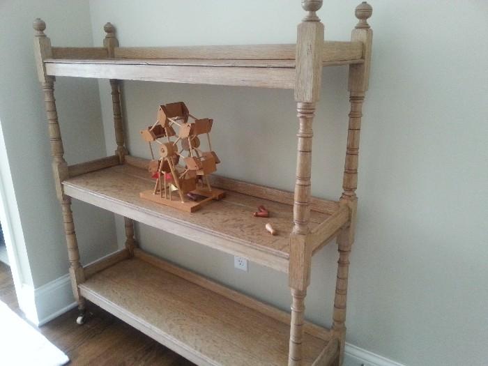 Antique English oak three-tier shelf