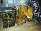 large ceramic elephant, hand-painted waste paper basket