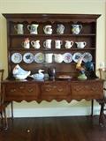 Welsh dresser (made in England) with an assortment of porcelain accessories