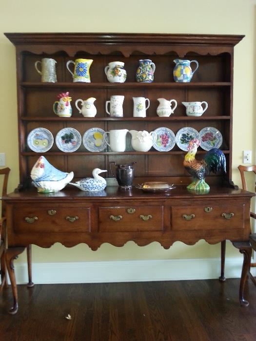 Welsh dresser (made in England) with an assortment of porcelain accessories
