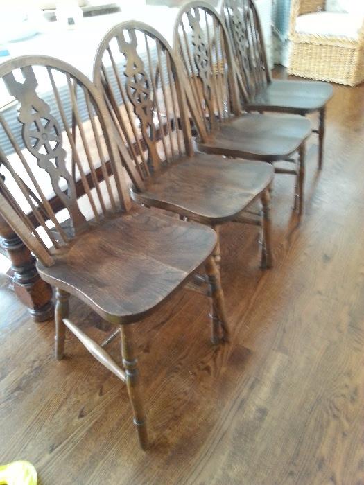 Four English wheel back Windsor side chairs