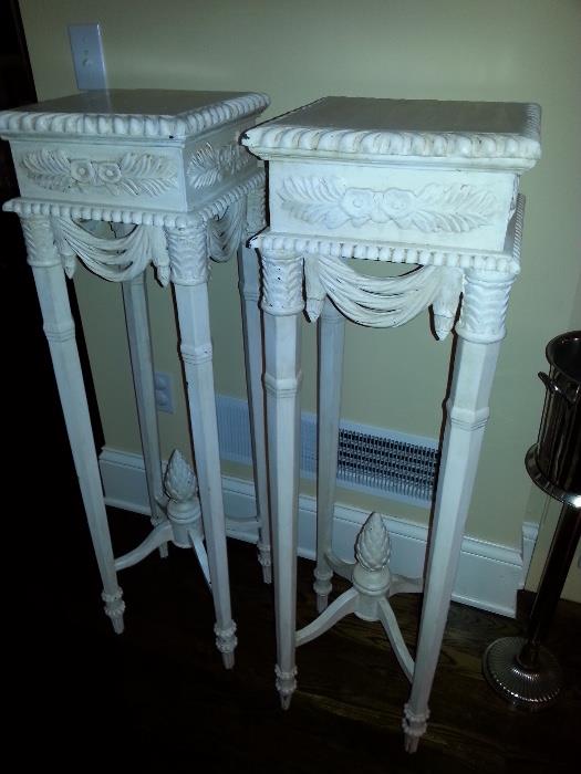 pair of carved fern stands
