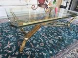 Heavy brass table with thick glass top (small chip)