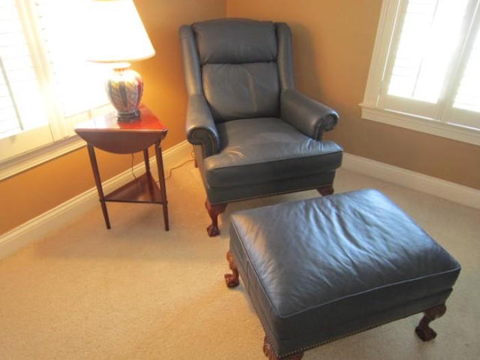 Hickory Chair Co. leather chair and ottoman
