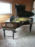 1920s Schumann Baby Grand Piano made of German black walnut wood.