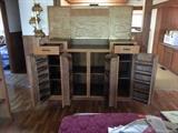 Portable wet bar of solid wood.