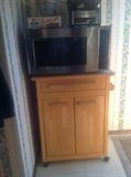 kitchen cart, stainless microwave