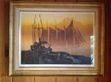 Elton Bennett signed silkscreen, sailing into solitude