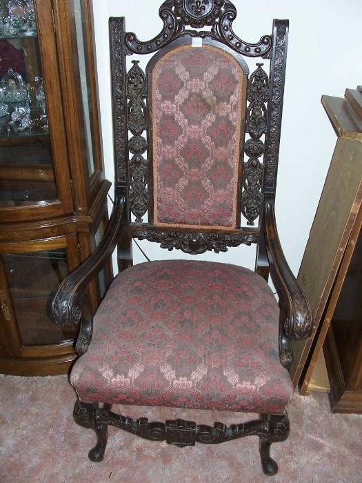 Antique 19th Century Throne Arm Chair