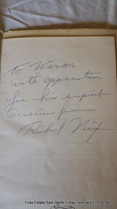 Golden Lion menu signed and personalized by Richard Nixon.