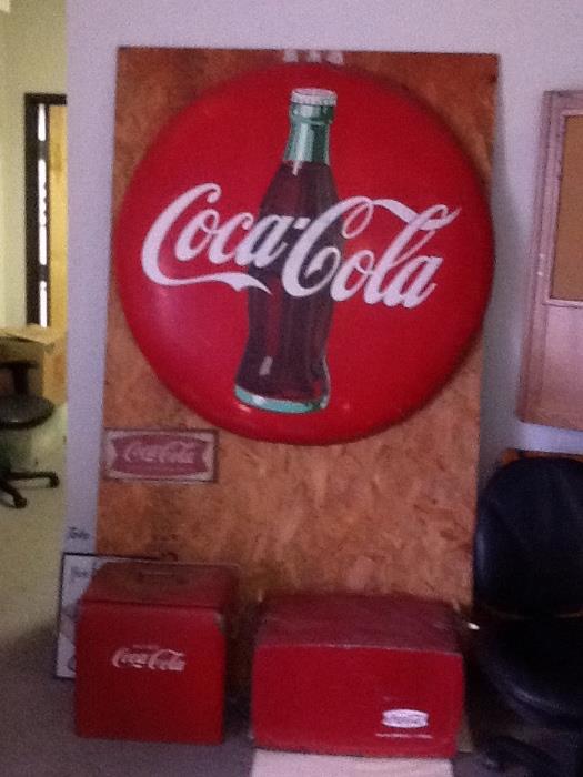 Many coke signs and coke chests!