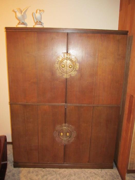 Vintage Japanese stereo cabinet with a Garrard turntable