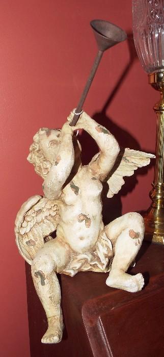 NEWER RESIN ANGELS WITH TRUMPET "SHELF SITTER" FIGURE