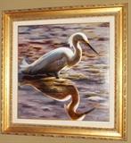 ORIGINAL OIL PAINTING OF CRANE/EGRET "LOWLANDS HOME"