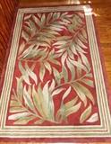 GORGEOUS SAGE AND BRICK COLORED WOOL PALM FRONDS AREA RUG