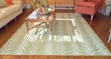 FABULOUS WOOD BASE WITH MARBLE TOP COFFEE TABLE
GREAT SPRING GREEN AND WHITE PALM FRONDS LARGE WOOL AREA RUG