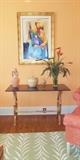 GILT BRONZE AND MARBLE TOP RECTABGULAR CONSOLE TABLE ORIGINAL OIL PAINTING OF WOMAN WITH GUITAR
ASSORTED DESIGNER ACCESSORIES