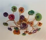 DALE CHIHULY-LIKE VENETIAN GLASS STRIATED DISKS CEILING OR WALL SCONCE LAMP