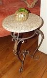 ORMULU BASE METAL WITH MARBLE TOP ROUND SIDE TABLE