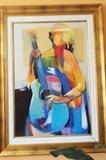 ORIGINAL OIL PAINTING OF WOMAN WITH GUITAR