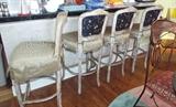 BEAUTIFUL MIXED SILK FABRIC PAINTED BAR STOOLS (4)