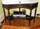 HANDPAINTED BLACK CURVED CONSOLE TABLE