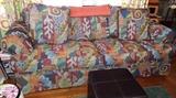 BRIGHTLY COLORED AND GEOMETRIC PATTERN SEALY HIDE A BED QUEEN SOFA