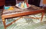 FABULOUS WOOD BASE WITH MARBLE TOP COFFEE TABLE
